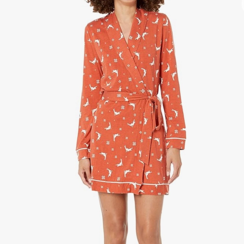Cosabella Sahara Ski Trip Print Cozy Pima Cotton Blend Robe Size Large NWT